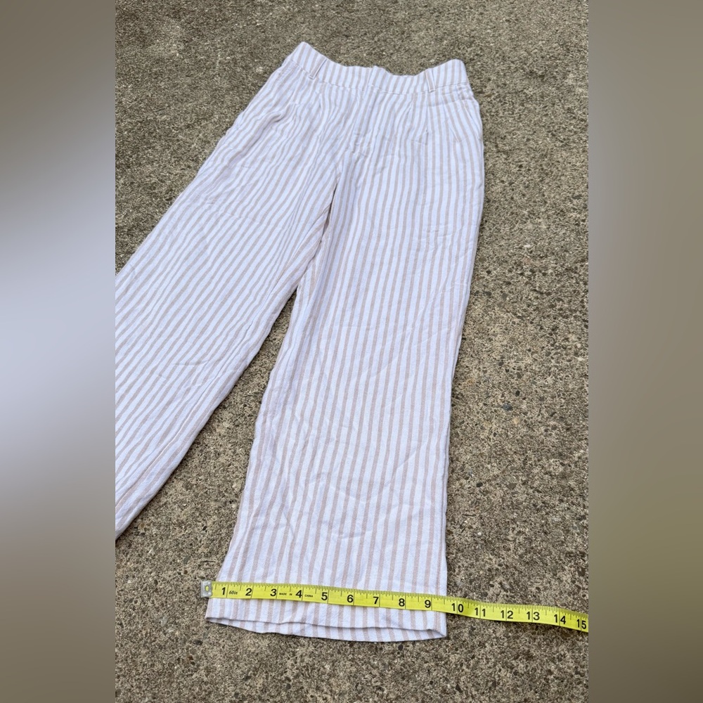 Abercrombie & Fitch White Tan Stripe Pants XS Summer Lightweight Chic - Picture 6 of 9